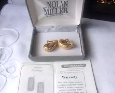 Nolan Miller  Athena  Gold Tone & Crystal Clip Earrings W/Box • $24.99