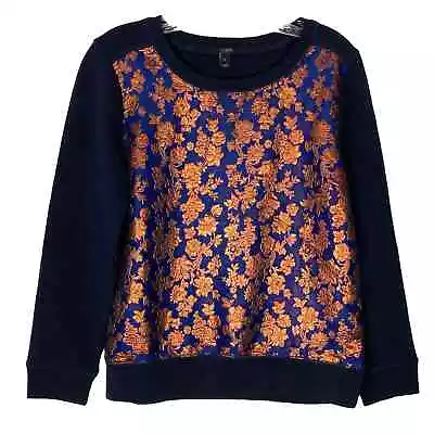 J CREW Metallic Shimmer Jacquard Brocade Floral Sweatshirt • $47.50