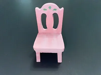 Miniature Dollhouse Pink Hand Painted Chair Green Design Lightweight Sturdy • $2.99