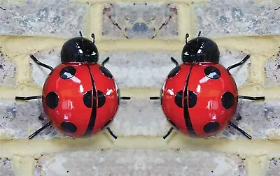 2 🇬🇧Large Metal Ladybird Summer Garden Decoration Ornament Wall Art • £11.20