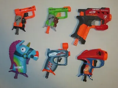 Nerf Single Shot Blasters Lot Of 6 Guns ~ Jolt Mega Bigshock Fortnite Spiderman • $19.99