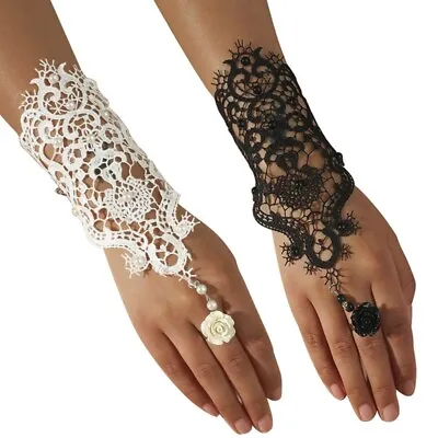 Handmade Gothic Style Retro Lace Bracelet With Wedding Wristband Decor • £4.45