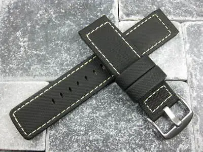 22mm PVC Composite Rubber Band Black Diver Watch Strap For Maratac White XL L • $37.11