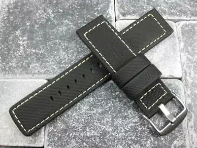 22mm PVC Composite Rubber Band Black Diver Watch Strap Kevlar For Maratac White • $33.31