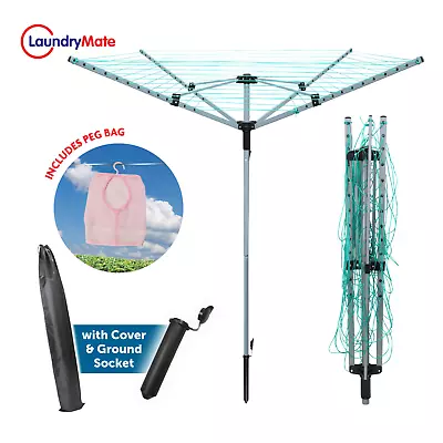 Rotary Airer 4 Arm Clothes Garden Washing Line Dryer 45M Folding Outdoor Spike  • £36.95