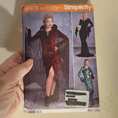 Simplicity 8973 Women's Dress 14-22 Costume Elvira Vampy Witchy Retro 20s Uncut • $12.35