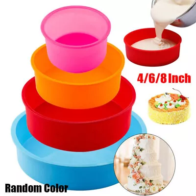 4/6/8inch Silicone Round Cake Pan Mould Tins Non-stick Baking Muffin Bakeware • £5.23