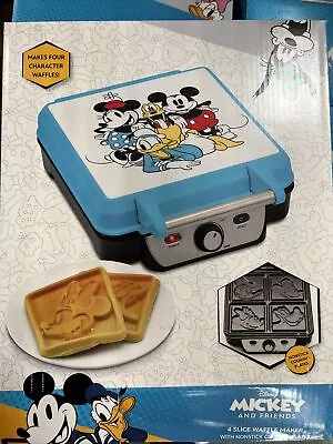 Disney Mickey & Friends 4 Slice Nonstick Waffle Maker Minnie Mouse Pluto Donald • $40