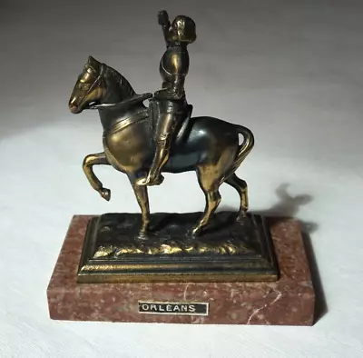 Vintage Joan Of Arc Orleans Sculpture Statue Paperweight Stone And Brass • $29.50