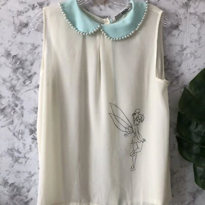 $28.88 • Buy Disney Parks Tinker Bell Blouse Womens Size XL Sheer Pearls Sleeveless Peter Pan