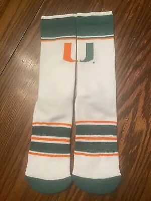 Miami Hurricanes White Socks Size Large 9-13 NEW • $15