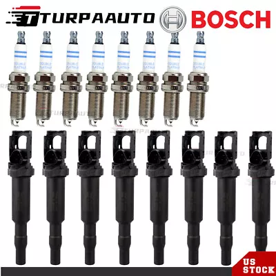 8 BOSCH Ignition Coils Pack +8 Spark Plugs Kit Set For BMW 545i 645ci 745i 745Li • $135.99