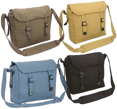 Canvas Army Web Bag Vintage Military Shoulder Satchel Student Work Tool Bag Pack • £12.95