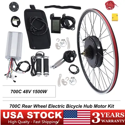 Ebike 48V 1500W Waterproof Conversion Kit Rear Motor Wheel 700C LCD Display • $256.50