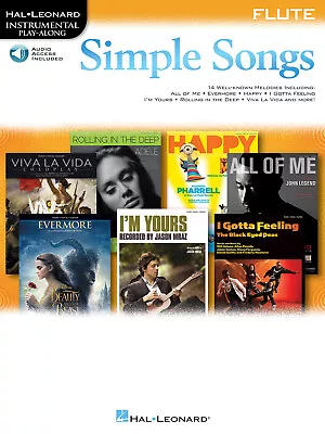 Simple Songs For Flute Solo Sheet Music Play-Along Hal Leonard Book Online Audio • $14.99