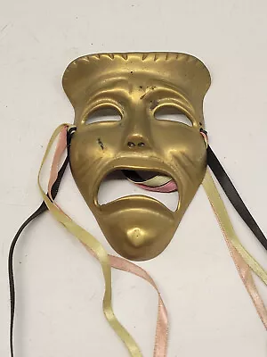 Vintage Brass Theater Masks Tragedy Brass Wall Mask String • $20