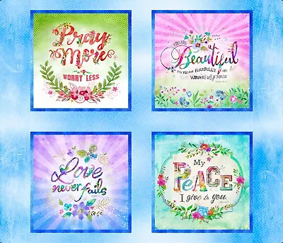 $12.29 • Buy Bloom With Grace Religious 3 Wishes Digitally Printed Fabric Panel 1 Yard #16038