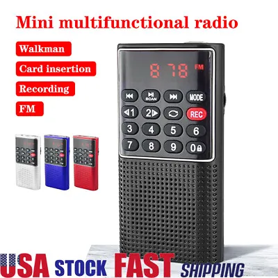 US Mini Portable LCD Digital FM Radio Speaker USB SD TF Card Mp3 Speaker Player • $20.59