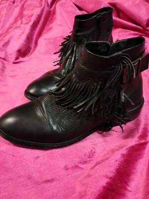 DJANGO & JULIETTE Genuine Leather Fringed Boho Boots 39 (fits 38/7.5 Better) • $42.95