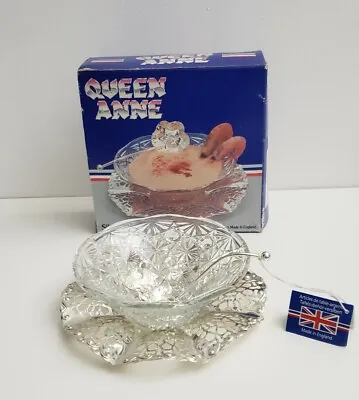 Queen Anne Mayell Glass Party Dish With Silver Plated Stand & Spoon  • £12.99