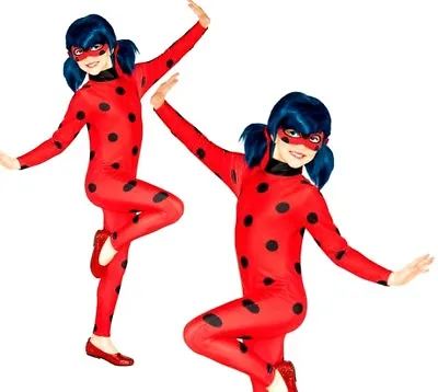 Girls Official MIRACULOUS LADYBUG Fancy Dress Costume Superhero Child Ladybird • £20.95