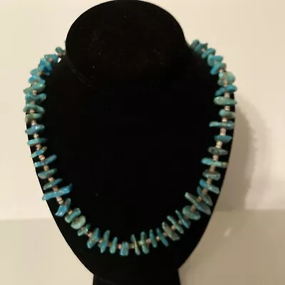 Vintage Native American Turquoise And Heishi Necklace 21”L • $165