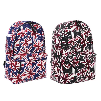 Premium Vintage Union Jack UK Flag Canvas Backpack School Shoulder Bag -2 Colors • £19.29