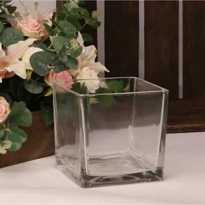 Glass Designer Cubes/tanks Flower Vase Home Or Wedding Center Piece Floristry • £7.99