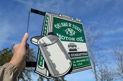 $129 • Buy Old Style Quaker State Motor Oil Vintage Type Oil Can Flange Sign Made In Usa!
