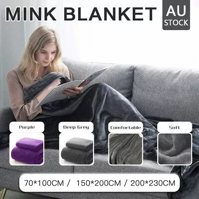 Faux Fur Fleece Mink Blanket Soft Warm Large Sofa Bed Throw Double & King Size • $25.50