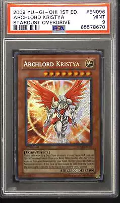 PSA 9 Archlord Kristya 1st Edition 2009 SOVR EN096 Secret Rare Yugioh • $850