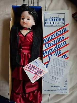 NEW American Dream Ellis Island Musical Porcelain Doll Juanita Spain • $15
