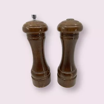 Olde Thompson Pepper Mill Grinder & Salt Shaker Tall Wooden Set USA Vtg MCM 8” • $24.95