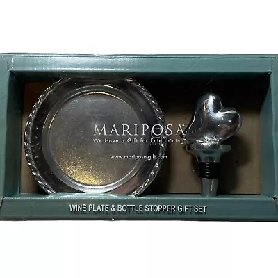 Mariposa Wine Plate & Bottle Stopper Gift Set. Heart Valentine Wedding. • $21