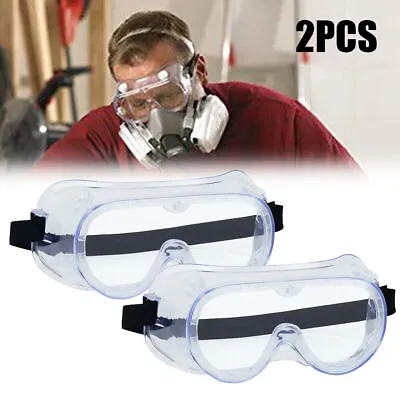 2PCS Safety Goggles Over Glasses Lab Work Eye Protective Eyewear Clear Lens US • $7.99