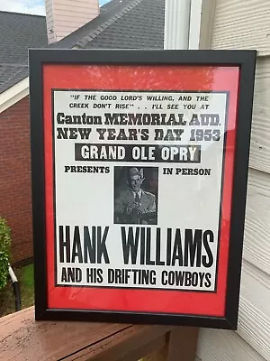 $45 • Buy Hank Williams Poster  The Concert He Never Made It To  Jan. 1st 1953