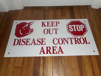 Vintage 1970s HOG PIG FARM KEEP OUT DISEASE CONTROL AREA Advertising SIGN • $124.95