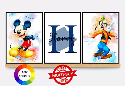 Personalised Mickey Minnie Mouse Prints Wall Art Poster Baby Nursery Baby Gift • £4.99