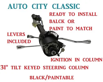 $249 • Buy Street Rod Keyed Tilt Steering Column 31  Chevy GM Black Painted Automatic