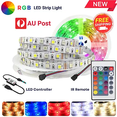 RGB LED Strip Lights IP65 Waterproof 5050 5M-10M-30M USB Bluetooth 12V IR Remote • $17.49