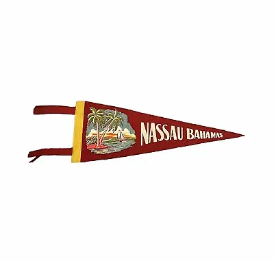 Vintage Nassau Bahamas Souvenir Pennant Flag 15.5x5.5” • $25
