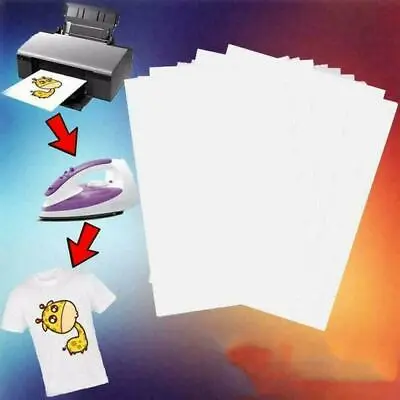 10Pcs A4 T Shirt Transfer Paper Iron On Light Fabrics Heat Press Inkjet • £6.41