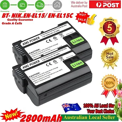 2x EN-EL15c 2800mAh Battery For Nikon 1 V1 D800E D810 D850 D7000 D7100 D7200 • $56.90