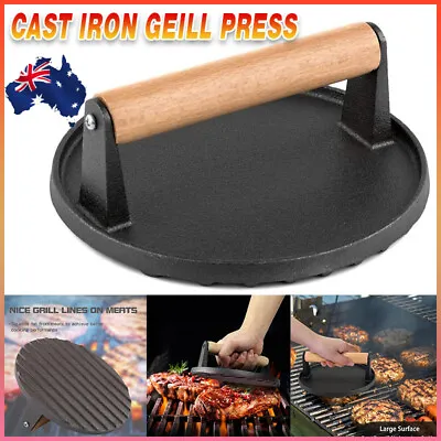 $18.25 • Buy Cast Iron Burger Press Making Hamburger Steak Meat Smasher Utensils Grill BBQ AU