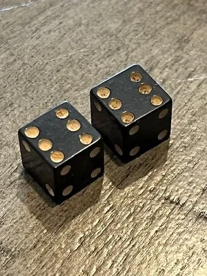 RARE! Art Deco Mini Rigid Black Bakelite Dice Pair 022524@ • $17.50