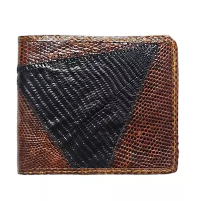 Real Monitor Lizard Combi Snake Skin Men's Wallet Bifold Brown Black Handmade • $20