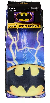 2 PAIRS - MEN'S BATMAN CREW ATHLETIC SOCKS - Shoe Size 6-12 (New With Tags) • $10.95