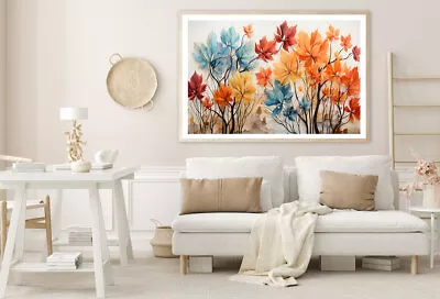 Maple & Seasonal Leaves Abstract Print Premium Poster High Quality Choose Sizes • $29.95