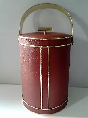 $25 • Buy Vintage Georges Briard Tall Ice Bucket Rust Color With Gold Trim 11” Tall