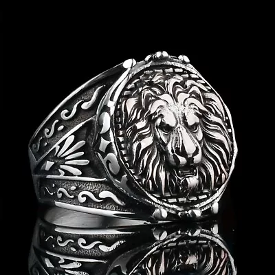 Men's Hip Hop Punk Domineering Lion Head Ring Vintage Gothic Band Jewelry Gift • $2.40